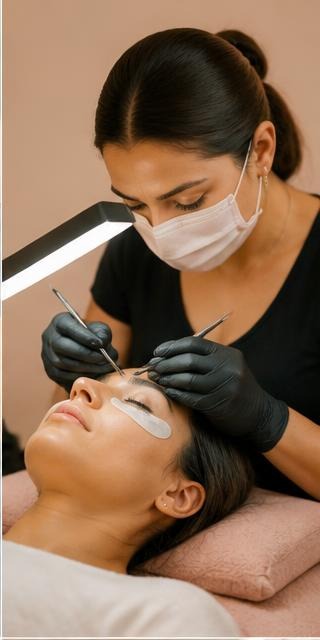 Lash Designer atendendo uma cliente