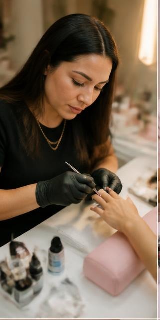 Nail Designer atendendo uma cliente