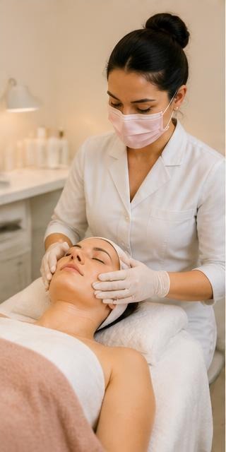 Esteticista atendendo uma cliente